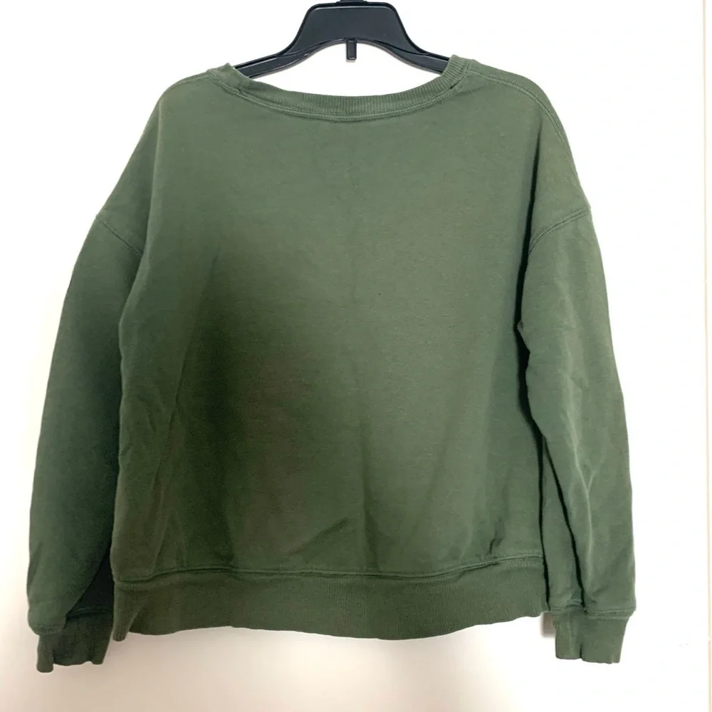 Justice Sport Olive Green Smiley Floral Sweatshirt Medium